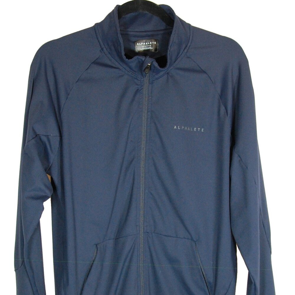 Alphalete Mens Navy Full Zip Front Pockets Nylon Spandex Athletic Jacket Size XL